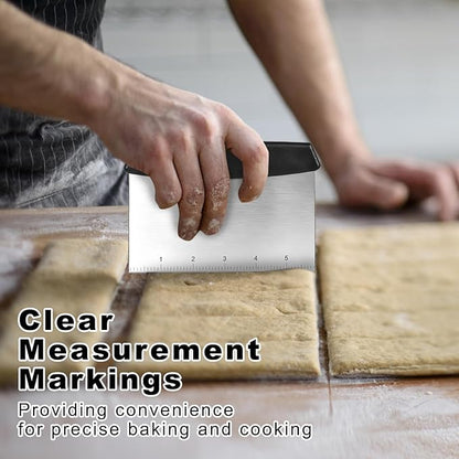 Bench Scraper,Dough Scraper,Premium Stainless Steel Dough Cutter with Measuring Scale,Multi- Purpose Food Scraper for Pastry,Cake,Pizza,Bread,Cooking - Image 3