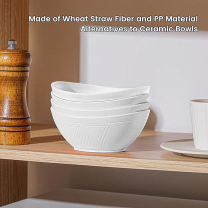 Wheat Straw Bowls Dessert Bowl 10 OZ - 5 Inch | Unbreakable Small Bowl Set, Microwave and Dishwasher Safe Mini Bowls for Appetizer, Dessert 4 PCS (White)