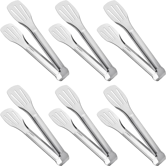 Serving Tongs Kitchen Tongs,Buffet Tongs, Stainless Steel Food Tong Serving Tong,small tongs 6 Pack (9 Inch) by Unknown
