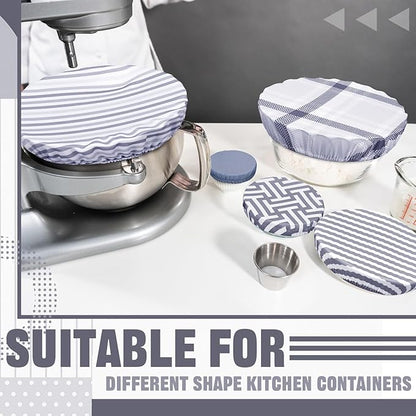 10 Pack Cloth Bowl Covers for Bread Rising - 5 Size Stretch Elastic Food Storage Container Lids - Reusable Cotton Fabric Covers for Food, Fruits, Leftovers (Fresh)
