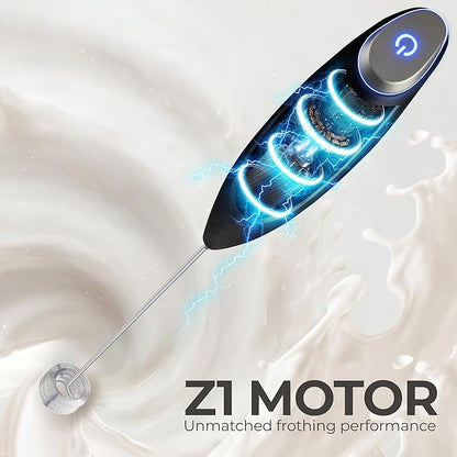 Zulay Kitchen Patented Tornado Triple Whisk Milk Frother with 4 Duracell Batteries – Handheld Foam Maker for Coffee, Lattes, Matcha & Hot Chocolate – Rich, Creamy Froth in Seconds - Alpha Black - Image 6