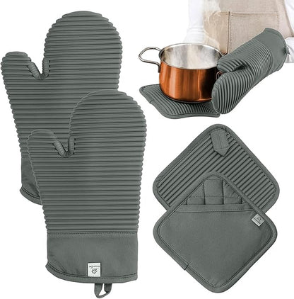 Extra Long Silicone Oven Mitts | Heat Resistant 500°F BPA-Free Food Grade Silicone Kitchen Mittens | 2-Piece Set of Oven Gloves Kitchens - Image 9