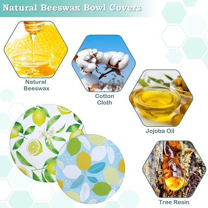 2 Large Reusable Beeswax Bowl Covers for Bread Proofing, 10/12 Inch Elastic Beeswax Wraps Cotton Cloth Sourdough Bowl Covers for Proofing Baskets, Mixer Bowls, Food Storage Containers