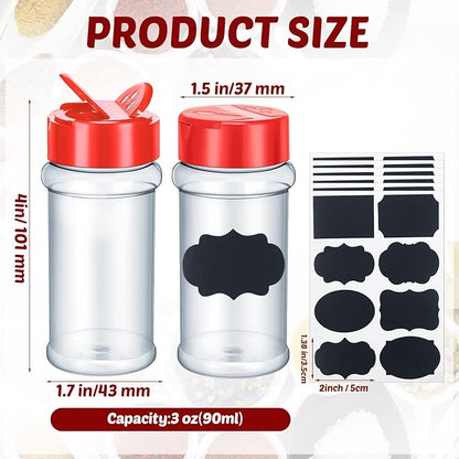 Eccliy 36 Pack 3 oz Clear Plastic Spice Jars with Label and Shaker Lids Empty Spice Bottles Seasoning Containers Seasoning Jars Shaker Condiment Pots for Pepper Herbs Powders(Red) - Image 2