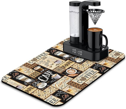Fun Coffee Mat 23inx15in,Coffee Bar Mat for Countertops,Absorbent Hide Stain Anti-Slip Coffee Bar Accessories Fit Under Coffee Machine Mat,dish Drying Mats for Kitchen