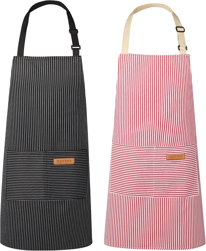 VALOME 2 Pack Kitchen Aprons, Apron for Cooking with 2 Pockets, Unisex Adjustable Neck Strap Chef Aprons for Men Women by VALOME