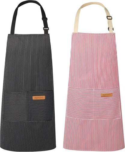 VALOME 2 Pack Kitchen Aprons, Apron for Cooking with 2 Pockets, Unisex Adjustable Neck Strap Chef Aprons for Men Women by VALOME