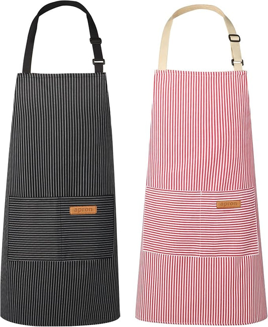 VALOME 2 Pack Kitchen Aprons, Apron for Cooking with 2 Pockets, Unisex Adjustable Neck Strap Chef Aprons for Men Women by VALOME