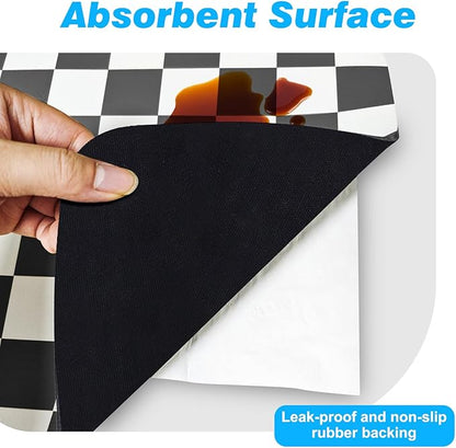 CooRug Checkered Dish Drying Mat for Kitchen Counter, Absorbent Non-Slip Coffee Mat, Heat Resistant Mat for Countertops Coffee Bar Decor 16" x 24" Black - Image 6