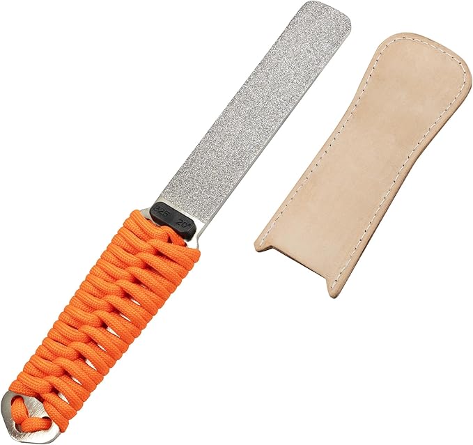 SHARPAL 181N Dual-Grit Diamond Sharpening Stone File Garden Tool Knife Sharpener with Leather Strop Coarse 325 / Extra Fine 1200 Grit for Lawn Mower Blade, Axe, Hatchet, Hedge Shears, Chisels, Drills by SHARPAL