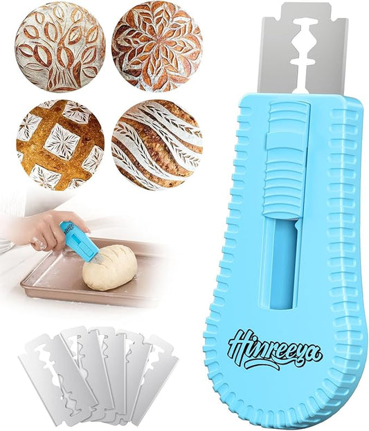 Extractable & Magnetic Bread lame Dough Scoring Tool, Professional Sourdough Bread Baking Supplies & Bread Knife for Sourdough - Scoring Patterns Booklet & 5 Razor Blades