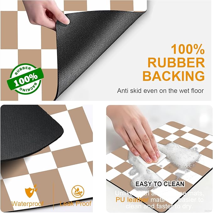 Dish Drying Mats for Kitchen Counter, Waterproof Coffee Mat for Countertop, Under Sink Mats, Coffee Bar Mat Accessories