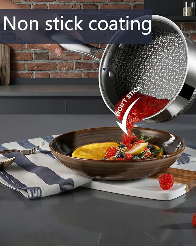 USELUCK Nonstick 2-QT Saucepan with Glass Lid,Stainless Steel Pot,Stay-Cool Handle,Dishwasher-Safe,Oven-Safe,Induciton Ready,Compatible with All Cooktops. - Image 3