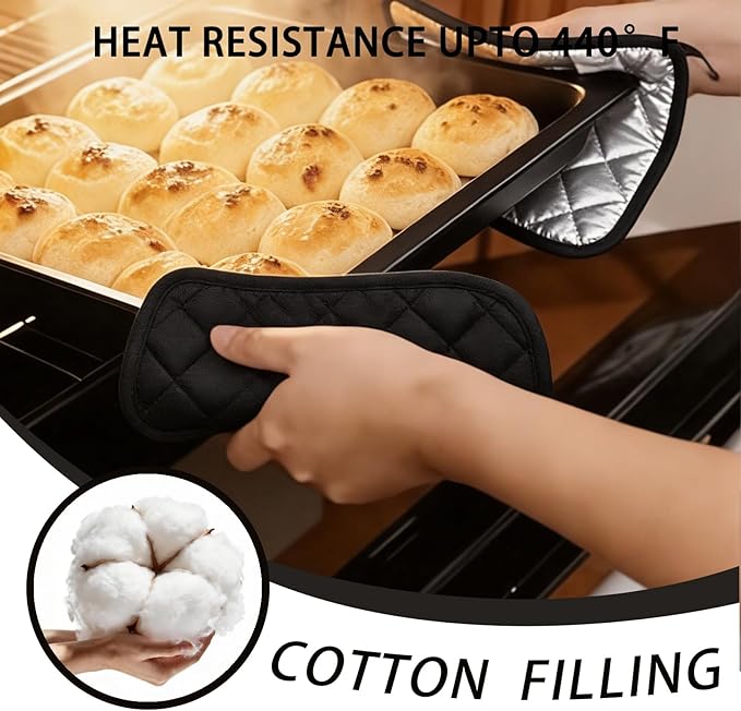 4 Pack Pot Holders for Kitchen Clearance Oven Potholders Sets for Kitchens Hot Pads for Kitchen Countertops Heat Resistant Black - Image 2