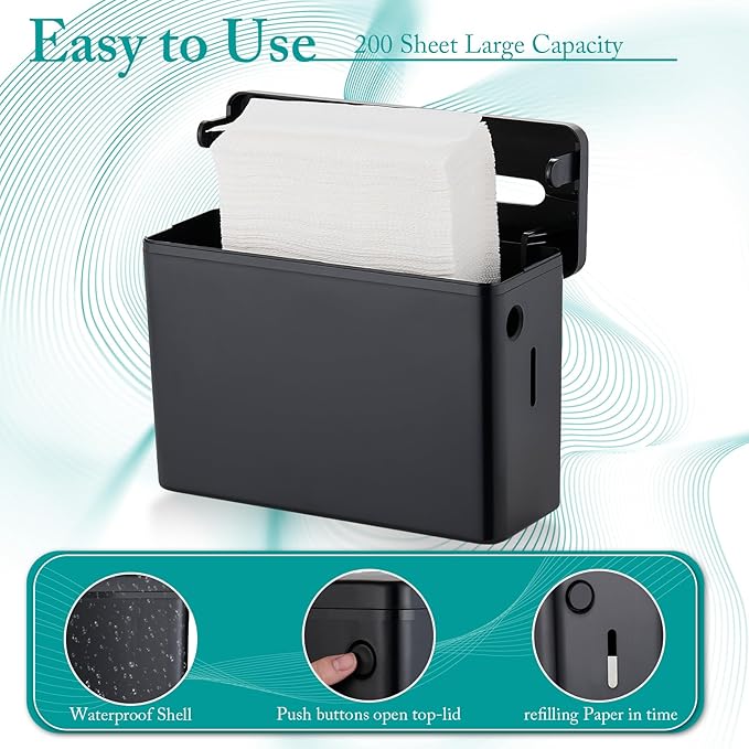 Paper Towel Dispenser Countertop, Multifold Trifold Z-Fold Paper Towel Holder, Hand Towel Dispenser for Kitchen Bathroom Commercial,Single Sheet Dispensing, Non-Slip Base