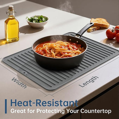 Songrey 14" x 10" Silicone Dish Drying Mat, Kitchen Counter Drying Pad for Sink Dishes or Under Rack, Multi-Use as Heat Resistant Trivet, Coffee Bar Mat - Image 5