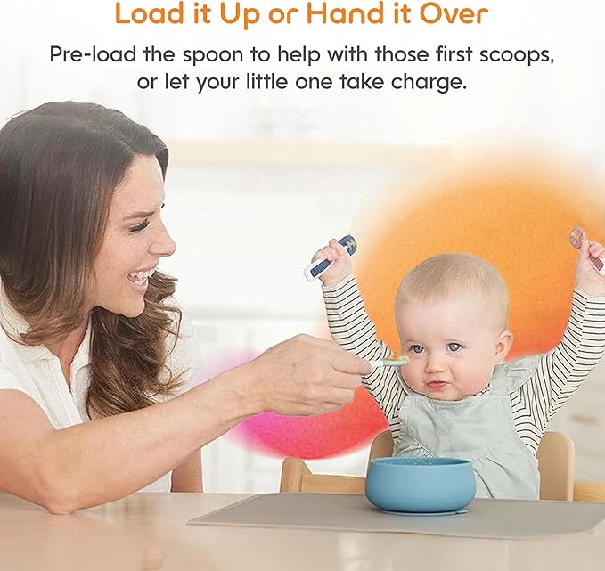 NumNum Baby Spoons Set, Baby Essentials Pre-Spoon GOOtensils for 6+ Months, First Stage Self-Feeding Spoons for Baby Led Weaning (BLW), Silicone Toddler Utensils, BPA-Free, 2 Pack Beige/Mauve - Image 5