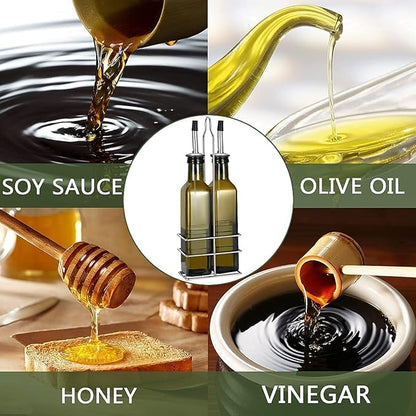 Glass Olive Oil Bottle - 250ml Second Generation Brown Oil & Vinegar Cruet with Pourers and Funnel - Olive Oil Carafe Decanter for Kitchen - (8.5 Oz Ounce) - Image 7