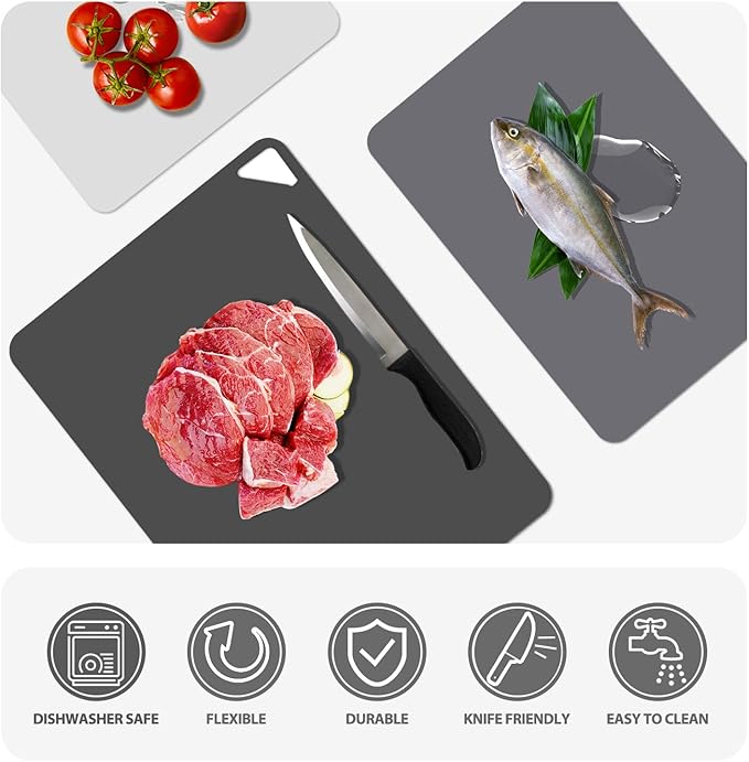 WK Flexible Plastic Cutting Boards Mats for Kitchen, Flexible Non Slip Cutting Mat, Thin Cutting Sheets, BPA Free, Dishwasher Safe, Multi Sizes - Image 5