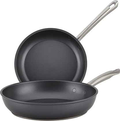Anolon Accolade Forged Hard Anodized Nonstick Frying Pans/Skillet Set, 8 Inch and 10 Inch - Moonstone Gray