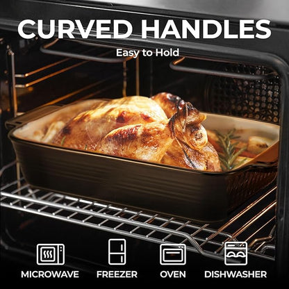 LIFVER Casserole Dish for Oven, 9x13 Ceramic Baking Dish, 115oz Large Lasagna Pan, Durable Deep Baking Pan with Handles, Oven Safe, Home & Kitchen Decor Gifts, Black - Image 5