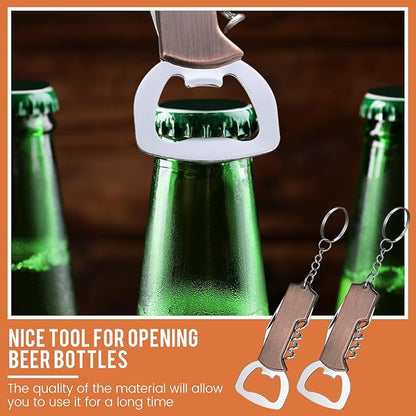 Ziliny 24 Pcs Bottle Opener Keychain Bulk Wine Bottle Beer Opener Keychain 3.27" Stainless Steel Corkscrew Waiter Corkscrew Wine Keyring Gifts for Christmas Bar Party Wedding Home (Red Bronze Color)