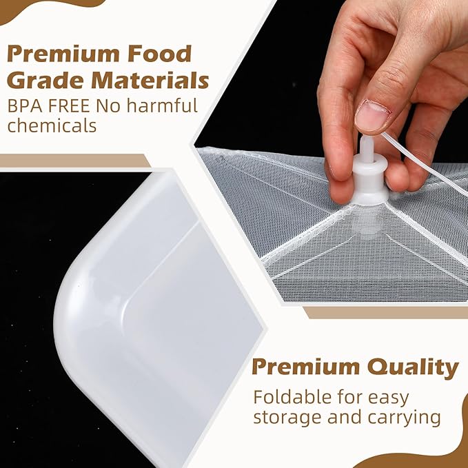 Baderke 8 Pack Plastic Serving Trays with Food Covers 15" x 11" Reusable Serving Platters 16" x 12" Foldable Mesh Food Tents Christmas Party Supplies Set for Outdoor Picnics Bar Fruit Cookies Dessert - Image 3