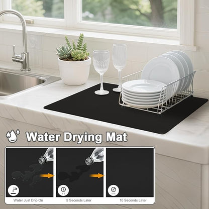 Dish Drying Mats for Kitchen Counter, Waterproof Coffee Mat for Countertop, Under Sink Mats, Coffee Bar Mat Accessories