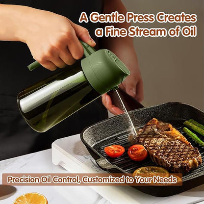 YARRAMATE 2Pcs 16oz/470ml Dark Green Oil Sprayer for Cooking with Stickers, Food-grade Premium 2 in 1 Olive Oil Dispenser Bottle for Kitchen Gadgets, Air Fryer, Salad, Frying, BBQ (Black&OliveGreen) - Image 8