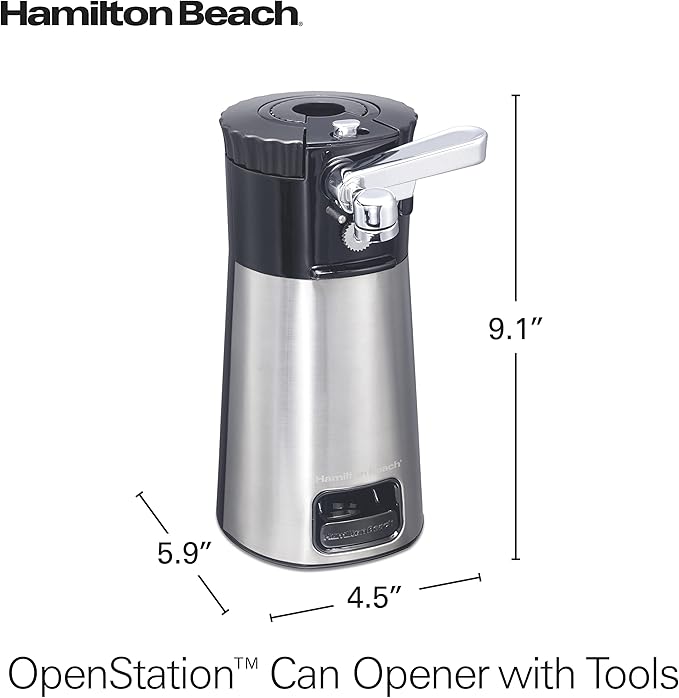 Hamilton Beach OpenStation Electric Automatic Can Opener for Kitchen with Multi Tool and Bottle and Jar Opening Tools, Auto Shutoff, Cord Storage, and Sure Cut Technology, Stainless Steel (76382) - Image 8