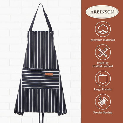 2 Pack Cooking Aprons Adjustable Bib Apron for Women with 2 Pockets, Kitchen Restaurant Men Chefs Aprons