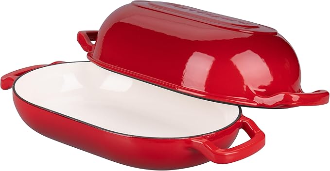 VORRINGARD Enameled Cast Iron Sourdough Bread Oven, Dutch Oven, Loaf Cast Iron Bread Pan for Homemade Bread Baking, Meatloaf Pan with Lid, 5QT, Red - Image 5
