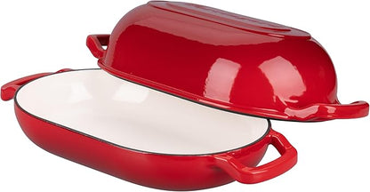 VORRINGARD Enameled Cast Iron Sourdough Bread Oven, Dutch Oven, Loaf Cast Iron Bread Pan for Homemade Bread Baking, Meatloaf Pan with Lid, 5QT, Red - Image 5