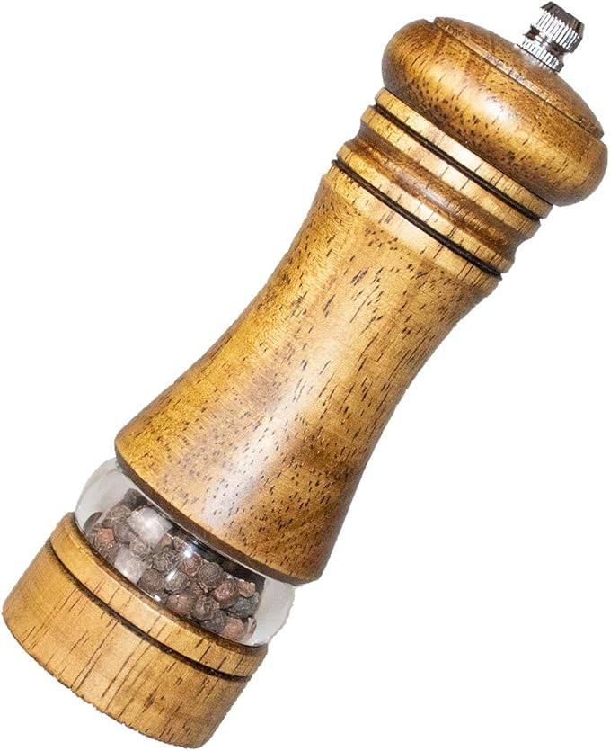 6-Inch Wooden Pepper Grinder Salt Grinder, Refillable Manual Pepper Mill, Adjustable Coarseness, Salt and Peppercorn Grinder, Easy Clean by TooWoom