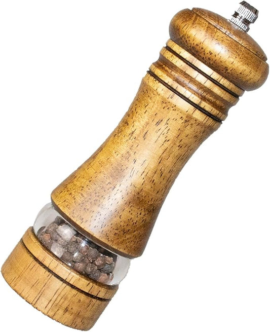 6-Inch Wooden Pepper Grinder Salt Grinder, Refillable Manual Pepper Mill, Adjustable Coarseness, Salt and Peppercorn Grinder, Easy Clean by TooWoom