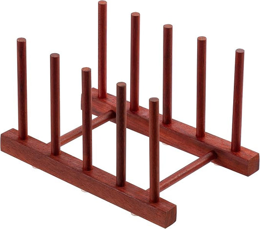 HBlife Rosewood Wooden Dish Drying Rack - Home and Kitchen Organizer for Cups, Bowls, Pots, Lids, Cutting Boards & Plates Space-Saving for Cabinets Counters (4 Slots)