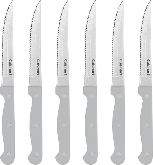Cusinart Knife Set, 6pc Steak Knife Set with Steel Blades for Precise Cutting, Lightweight, Stainless Steel & Durable, C77TR-6PSKG, Gray by Cuisinart