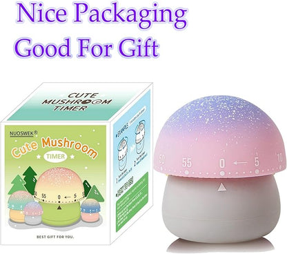 Mechanical Kitchen Timer, Cute Mushroom Timer for Kids, Wind Up 60 Minute Manual Countdown Timer for Classroom, Home, Study and Cooking (Grey Base) - Image 6