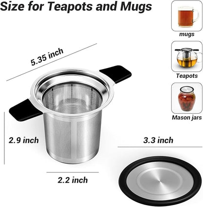 Tifanso Stainless Steel Tea Infuser Steeper Strainer for Loose Leaf Tea, Fine Mesh Reusable Diffusers Ball Bag Filter Holder with Heat Proof Handles for Teapots, Mugs, Cups - Image 2