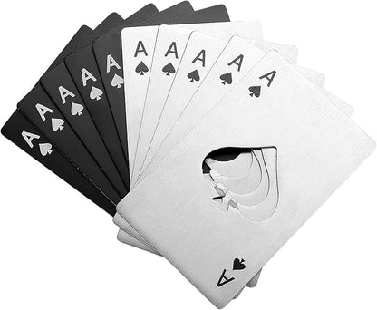 HexinYigjly10Pcs Ace of Spades Bottle Openers, Poker Card Bottle Openers, Stainless Steel Portable Metal Credit Card Beer Bottle Can Cap Openers for Wallet Pocket Wedding Birthday Party-Silver/Black by HexinYigjly