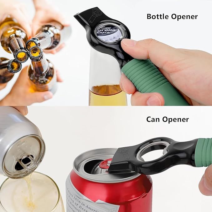 2-Pack Magnetic Beer Bottle Opener & Soda Can Opener, 2-in-1 Bottle Opener and Can Tab Opener Tool for Bartender, Long Nails, Arthritis, Silicone Handle with Build in Magnet - Light Green - Image 3