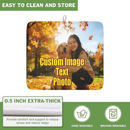 Personalized Dish Drying Mat for Kitchen Counter,Customized Drying Mats with Photo Text Image 16 x 18 Inch with High Absorbent Microfiber Drainer Mat for Coffee Bar - Image 5