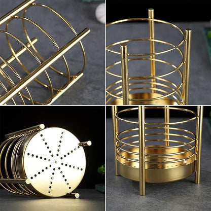Gold Kitchen Utensil Holder for Kitchen Counter, Stainless Steel Utensil Crocks, Gold Titanium Coating Utensil Storage Caddy Organizer, Cooking Utensil Holder, Easy Cleaning (Gold/7.4''x5.2'') - Image 7
