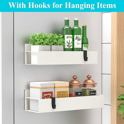HuggieGems 2 Pack Magnetic Spice Storage Rack Organizer for Refrigerator and Oven, Cream White Fridge Organizers and Storage - Image 2