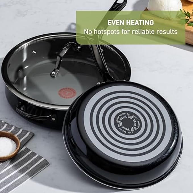 T-Fal Preserve Ceramic Nonstick Saute Pan with Lid 5.5 Qt, Oven and Broiler Safe up to 350°F Cookware, Frying Pan, Stay-Cool Handle, Skillet Pots and Pans, Black - Image 6