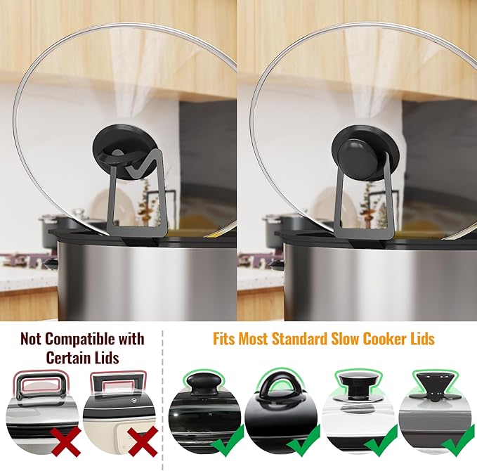 NiHome 2-Pack Slow Cooker Lid Holder Fit for Crockpot for Hands-Free Cooking, Fits Various Lid Sizes, Stable and Non-Slip Design, Prevents Water Stains on Countertops, Easy to Use, Space-Saving (2PCS)