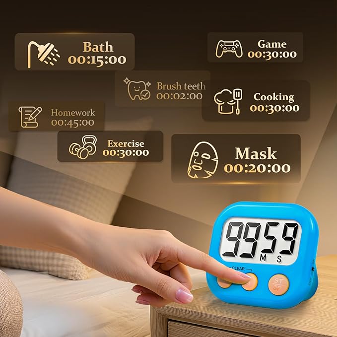 12 Pack Digital Kitchen Timer Small Classroom Timers for Kids Teachers (Blue&Purple) - Image 2