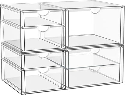 YFXCVSL Clear Stackable Storage Drawers, Acrylic Makeup Organizer with 7 Drawers, Bathroom Organizers and Storage, Plastic Bins for For Vanity, Undersink, Kitchen Cabinets, Pantry by YFXCVSL