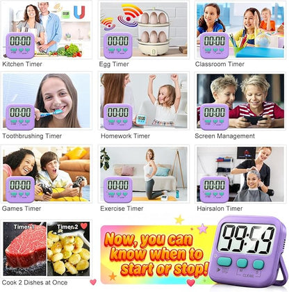 Antonki 2 Pack Digital Timer for Kids, Magnetic Countdown Kitchen Timers for Cooking, Egg, Classroom, Teacher, Exercise, Study, Oven - Battery Included - Image 7