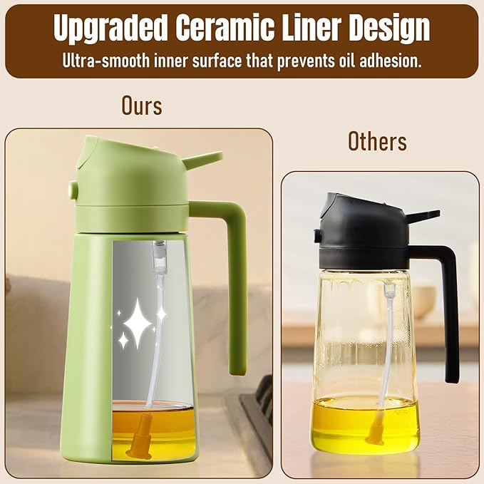 PARACITY 2 in 1 Oil Dipenser Bottle, Stainless Steel (Green-Green) - Image 3